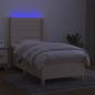 Preview: Boxspringbett mit Matratze & LED Creme 90x190 cm Stoff