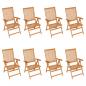 Preview: Verstellbare Gartenstühle mit Auflagen 8 Stk. Massivholz Teak
