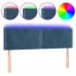 Preview: LED Kopfteil Dunkelblau 144x5x78/88 cm Samt
