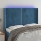 Preview: ARDEBO.de - LED Kopfteil Dunkelblau 147x16x118/128 cm Samt