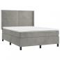 Preview: Boxspringbett mit Matratze & LED Hellgrau 140x190 cm Samt