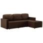 Preview: Modulares 3-Sitzer Schlafsofa Braun Kunstleder