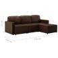 Preview: Modulares 3-Sitzer Schlafsofa Braun Kunstleder