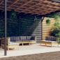 Preview: ARDEBO.de - 8-tlg. Garten-Lounge-Set mit Grauen Kissen Kiefer Massivholz