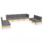 Preview: 8-tlg. Garten-Lounge-Set mit Grauen Kissen Kiefer Massivholz