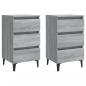 Preview: ARDEBO.de - Nachttische mit Metallbeinen 2 Stk. Grau Sonoma 40x35x69 cm