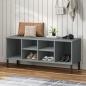 Preview: ARDEBO.de - Schuhregal OSLO mit Metallbeinen Grau 106x35x45 cm Massivholz