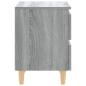 Preview: Nachttisch mit Massivholz-Beinen Grau Sonoma 40x35x50 cm