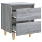 Preview: Nachttisch mit Massivholz-Beinen Grau Sonoma 40x35x50 cm