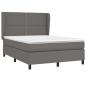 Preview: Boxspringbett mit Matratze Grau 140x190 cm Kunstleder