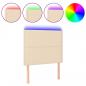 Preview: LED Kopfteil Creme 80x5x118/128 cm Stoff