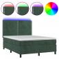 Preview: Boxspringbett mit Matratze & LED Dunkelgrün 140x200 cm Samt