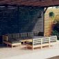 Preview: ARDEBO.de - 11-tlg. Garten-Lounge-Set mit Grauen Kissen Kiefernholz