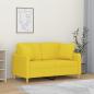 Preview: ARDEBO.de - 2-Sitzer-Sofa mit Zierkissen Hellgelb 120 cm Stoff
