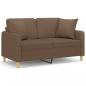Preview: 2-Sitzer-Sofa mit Zierkissen Braun 120 cm Stoff