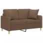 Preview: 2-Sitzer-Sofa mit Zierkissen Braun 120 cm Stoff