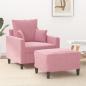 Preview: ARDEBO.de - Sessel mit Hocker Rosa 60 cm Samt