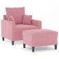 Preview: Sessel mit Hocker Rosa 60 cm Samt