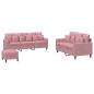 Preview: 3-tlg. Sofagarnitur mit Kissen Rosa Samt