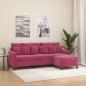 Preview: ARDEBO.de - 3-Sitzer-Sofa mit Hocker Weinrot 180 cm Samt