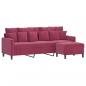 Preview: 3-Sitzer-Sofa mit Hocker Weinrot 180 cm Samt