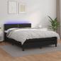 Preview: ARDEBO.de - Boxspringbett mit Matratze & LED Schwarz 140x190 cm Kunstleder