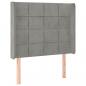 Preview: LED Kopfteil Hellgrau 103x16x118/128 cm Samt