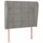 Preview: Kopfteil mit Ohren Hellgrau 103x23x118/128 cm Samt