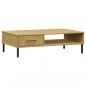 Preview: Couchtisch OSLO mit Metallbeinen Braun Massivholz Kiefer