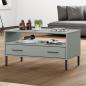 Preview: ARDEBO.de - Couchtisch OSLO mit Metallbeinen Grau 85x50x45 cm Massivholz