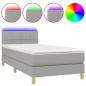 Preview: Boxspringbett mit Matratze & LED Hellgrau 100x200 cm Stoff