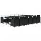 Preview: 13-tlg. Garten-Essgruppe mit Kissen Poly Rattan Schwarz