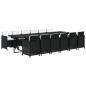 Preview: 13-tlg. Garten-Essgruppe mit Kissen Poly Rattan Schwarz