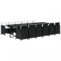 Preview: 13-tlg. Garten-Essgruppe mit Kissen Poly Rattan Schwarz