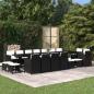 Preview: ARDEBO.de - 19-tlg. Garten-Essgruppe mit Kissen Poly Rattan Schwarz