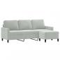 Preview: 3-Sitzer-Sofa mit Hocker Hellgrau 180 cm Samt