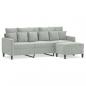 Preview: 3-Sitzer-Sofa mit Hocker Hellgrau 180 cm Samt