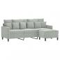 Preview: 3-Sitzer-Sofa mit Hocker Hellgrau 180 cm Samt