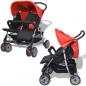 Preview: Zwillingskinderwagen Stahl Rot und Schwarz