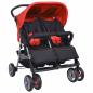 Preview: Zwillingskinderwagen Stahl Rot und Schwarz