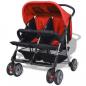 Preview: Zwillingskinderwagen Stahl Rot und Schwarz