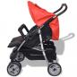 Preview: Zwillingskinderwagen Stahl Rot und Schwarz