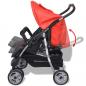Preview: Zwillingskinderwagen Stahl Rot und Schwarz