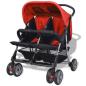 Preview: Zwillingskinderwagen Stahl Rot und Schwarz