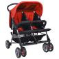 Preview: Zwillingskinderwagen Stahl Rot und Schwarz