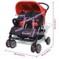 Preview: Zwillingskinderwagen Stahl Rot und Schwarz