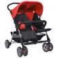 Preview: Zwillingskinderwagen Stahl Rot und Schwarz