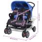 Preview: Zwillingskinderwagen Stahl Blau und Schwarz
