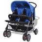 Preview: Zwillingskinderwagen Stahl Blau und Schwarz