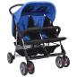 Preview: Zwillingskinderwagen Stahl Blau und Schwarz